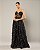 VESTIDO LONGO MICROTULE 3D TOMARA QUE CAIA BUSTO CORSET COMPRIMNETO C/ FLORES PRETO - Imagem 1