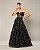 VESTIDO LONGO MICROTULE 3D TOMARA QUE CAIA BUSTO CORSET COMPRIMNETO C/ FLORES PRETO - Imagem 3