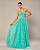VESTIDO LONGO MICROTULE 3D TOMARA QUE CAIA BUSTO CORSET COMPRIMNETO C/ FLORES AZUL TIFFANY - Imagem 1