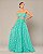 VESTIDO LONGO MICROTULE 3D TOMARA QUE CAIA BUSTO CORSET COMPRIMNETO C/ FLORES AZUL TIFFANY - Imagem 2