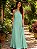 VESTIDO LONGO CHIFON PLISSADO GOLA ALTA DECOTE COSTA VERDE MENTA - Imagem 1