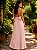 VESTIDO LONGO CHIFON PLISSADO GOLA ALTA DECOTE COSTA ROSA BEBÊ - Imagem 2