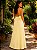 VESTIDO LONGO CHIFON PLISSADO GOLA ALTA DECOTE COSTA AMARELO MANTEIGA - Imagem 2