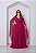 VESTIDO LONGO MICROTULE MANGA CAPA DECOTE TRANSPASSADO ACINTURADO FUCSIA - Imagem 1