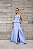 VESTIDO LONGO CETIM BUSTO CORSET DETALHE PEPLUM NA CINTURA FENDA FRENTE AZUL SERENITY - Imagem 1