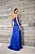 VESTIDO LONGO CETIM BUSTO CORSET DETALHE PEPLUM NA CINTURA FENDA FRENTE AZUL ROYAL - Imagem 3