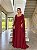 VESTIDO LONGO CHIFFON DECOTE ARREDONDADO MANGA LONGA CAPA MARSALA - Imagem 1