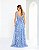 VESTIDO LONGO MICROTULE 3D ALÇA LARGA BUSTO E COMPRIMENTO C/ FLORES AZUL SERENITY - Imagem 2