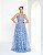 VESTIDO LONGO MICROTULE 3D ALÇA LARGA BUSTO E COMPRIMENTO C/ FLORES AZUL SERENITY - Imagem 1