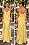 VESTIDO LONGO CETIM ALÇA FINA GOLA BOBA  AMARELO - Imagem 1