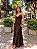 VESTIDO LONGO CETIM ALÇA FINA GOLA BOBA MARROM - Imagem 1