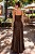 VESTIDO LONGO CETIM ALÇA FINA GOLA BOBA MARROM - Imagem 2