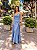 VESTIDO LONGO CETIM ALÇA FINA GOLA BOBA AZUL SERENITY - Imagem 1