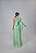 VESTIDO LONGO CHIFFON UM OMBRO SÓ MANGA LONGA CAPA PALA CINTURA DETALHE CASCATA FRENTE VERDE MENTA - Imagem 2