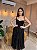 VESTIDO MIDI MICROTULLE ALÇA LARGA CAMADAS PRETO - Imagem 1