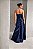 VESTIDO LONGO ZIBELINE GLOSS TOMARA QUE CAIA DETALHE PEPLUM ASSIMETRICO CINTURA FENDA FRENTE AZUL MARINHO - Imagem 2