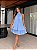 CONJUNTO CURTO CHIFON BLUSA FRENTE ÚNICA PLISSADA C/ SAIA BABADOS AZUL SERENITY - Imagem 1