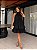 CONJUNTO CURTO CHIFON BLUSA FRENTE ÚNICA PLISSADA C/ SAIA BABADOS PRETO - Imagem 1