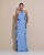 VESTIDO LONGO CREPE DE SEDA AMARRAÇÃO GOLA BUSTO E COMPRIMENTO C/ DETALHE BABADOS AZUL SERENITY - Imagem 1