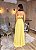 VESTIDO LONGO MICROTULE DE ALCINHA DRAPEADO NO BUSTO COM DETALHE ABAIXO DO BUSTO AMARELO - Imagem 2