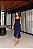 VESTIDO MIDI MICROTULLE ALÇA LARGA DRAPEADO NO COMPRIMENTO AZUL MARINHO - Imagem 1