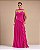 VESTIDO LONGO CHIFFON ALÇA FINA DECOTE V PEPLUM ASSIMÉTRICO CINTURA SAIA PLISSADA PINK - Imagem 1