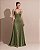 VESTIDO LONGO CETIM SLIP DRESS DECOTE V DETALHE ALÇA FINA COSTAS VERDE OLIVA - Imagem 1