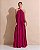 VESTIDO LONGO CREPE DE SEDA FRENTE ÚNICA GOLA C/ ARGOLA METÁLICA COMPRIMENTO PLISSADO PINK - Imagem 1