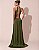 VESTIDO SEDA FRENTE ÚNICA GOLA MODELO COLAR VERDE OLIVA - Imagem 2