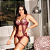 Conjunto Body Em Renda Aberto na Frente VINHO - Imagem 1