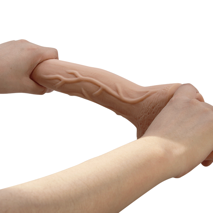 Prótese Realística 26,5cm Curvado com Veias Salientes, Glande,Escroto e Ventosa – BEAUTIFUL JACK - Imagem 7