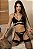 Conjunto Sexy Amor Proibido Com Cinta Liga Preta e Correntes PRATA - Imagem 6