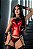 Conjunto Corselet Laminado com Renda com Calcinha e Luvas - Imagem 1