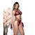 Conjunto Maitê em Renda e Tule com Pescoceira e Luvas Vinho - Imagem 5