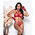 Conjunto Maitê em Renda e Tule com Pescoceira e Luvas Vermelho - Imagem 1