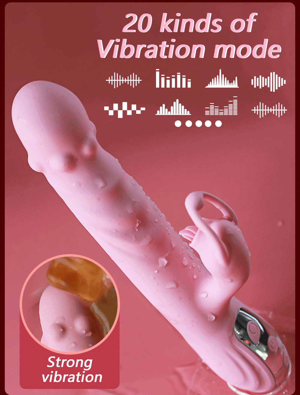 Vibrador Rotativo Sobe e Desce c/ Estimulador Linguinha Recarregável - Imagem 2