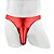 Cueca Masculina De Couro Sintético Com Design De Padrão De Pássaro VERMELHO - Imagem 2