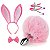 Kit Coelhinha Rosa (Tiara + Plug Pompom P + Laço + Prendedor Mamilo) - Imagem 1