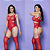 Bodystocking Arrastão Macacao com Meia Tipo Cinta Liga Vermelho - Imagem 5
