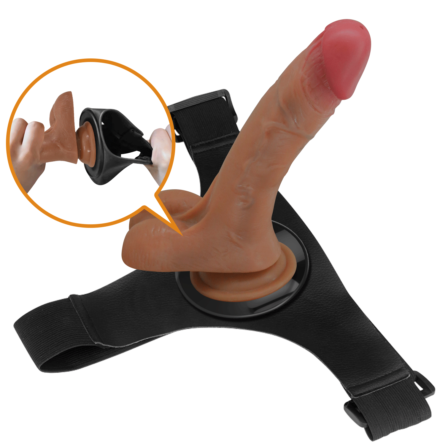 Cinta Peniana com VIBRADOR Base Lisa e Pênis Realístico 20X4,3cm com Escroto, Veias e Ventosa –  OHER - Imagem 3