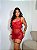 Camisola Angela em Renda e Tule Poá com Cinta-Liga e Strappy no Busto VERMELHO - Imagem 1