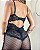 Camisola Angela em Renda e Tule Poá com Cinta-Liga e Strappy no Busto PRETO - Imagem 2