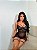 Camisola Angela em Renda e Tule Poá com Cinta-Liga e Strappy no Busto PRETO - Imagem 4
