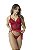 Camisola Cecile Sensual de Tule com Abertura VERMELHO - Imagem 4
