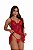 Camisola Sexy Natalia em Tule e Renda com Calcinha - VERMELHA - Imagem 3