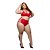 Conjunto Hot Pants Plus Size - Vermelho Hot Flowers - Imagem 1