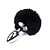 Plug Anal em Aço Prateado Tamanho P com Pompom Preto - Imagem 2