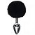 Plug Anal em Aço Prateado Tamanho P com Pompom Preto - Imagem 1