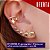 Mix Estrela: Brinco ear cuff de estrelas + Piercing fake com estrela e zirconias folheados em ouro 18k - Imagem 1