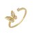 Anel ajustável de borboletas cravejadas de zircônias folheado a ouro 18k - Imagem 1
